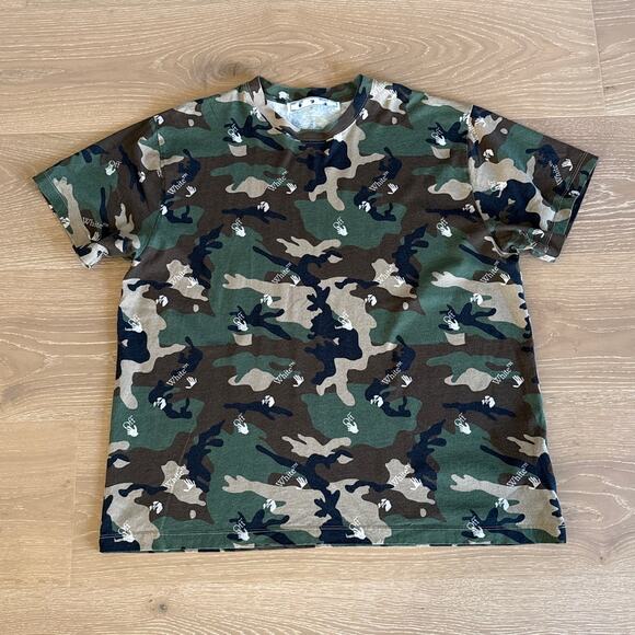 Off White T Shirt Camo Logo Size M Green Brown - Picture 1 of 6